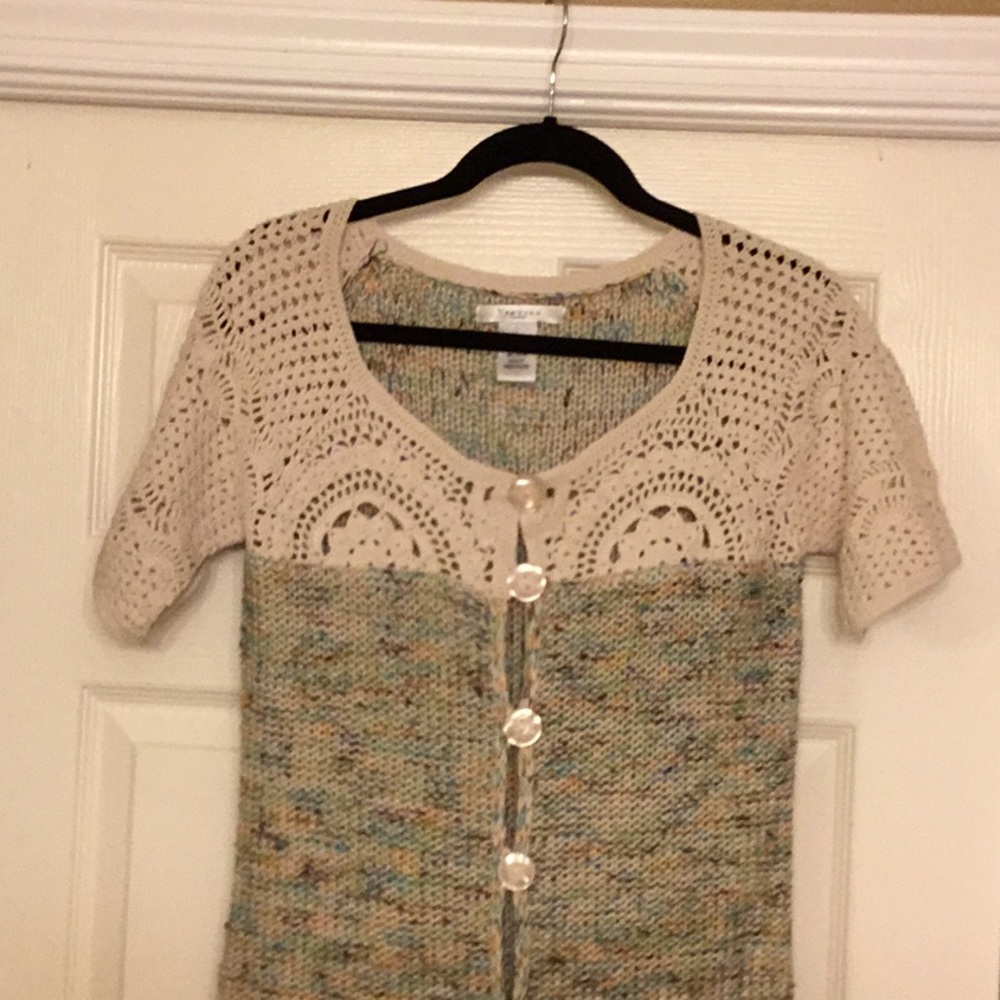 Vertigo Paris Vintage Sweater w/ Partially Crocheted Front & Sleeves - Picture 2 of 6
